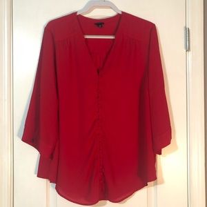 Torrid Red Button Up Flowy Blouse